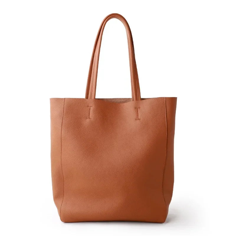 2024 New Women Bag Large Capacity Commuter Totes Simple Luxury Cowhide Leather Portable Shoulder Bag Versatile Casual Bolsos