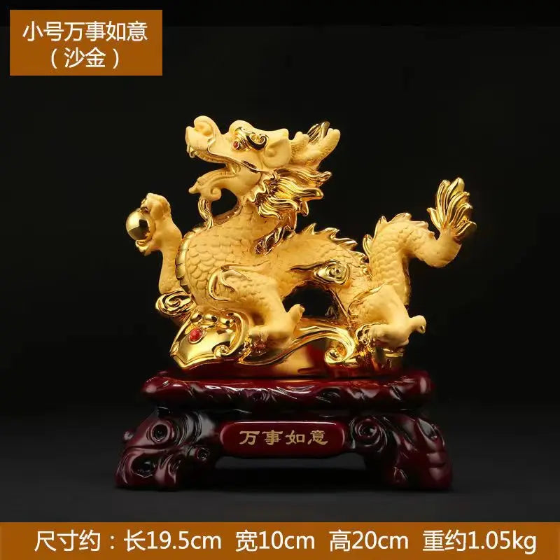2024 Resin dragon bead handicraft furnishing articles Prosperous home decoration decoration mascot fengshui statue