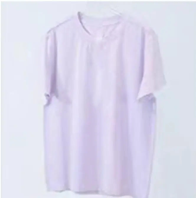 2024 Short T-Shirts Summer Women's Short Sleeve Round Neck Casual Blouse Shirts Solid Color Loose Tops