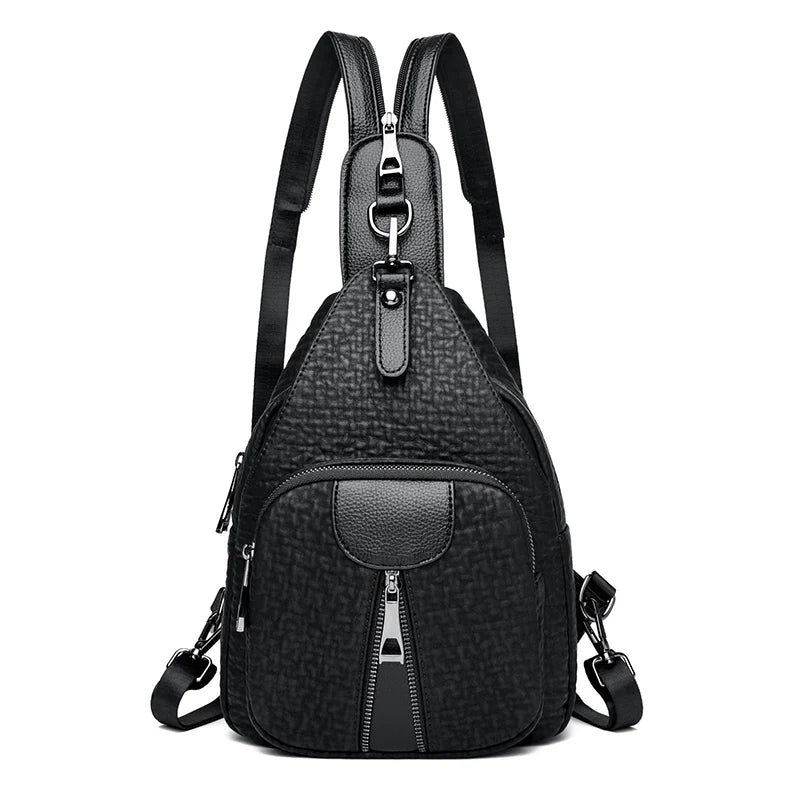 2024 Women's Fashion Trend Backpack High Quality Soft Leather Retro Female Crossbody Bag Girl Travel Shopping Wallet Sac A Main