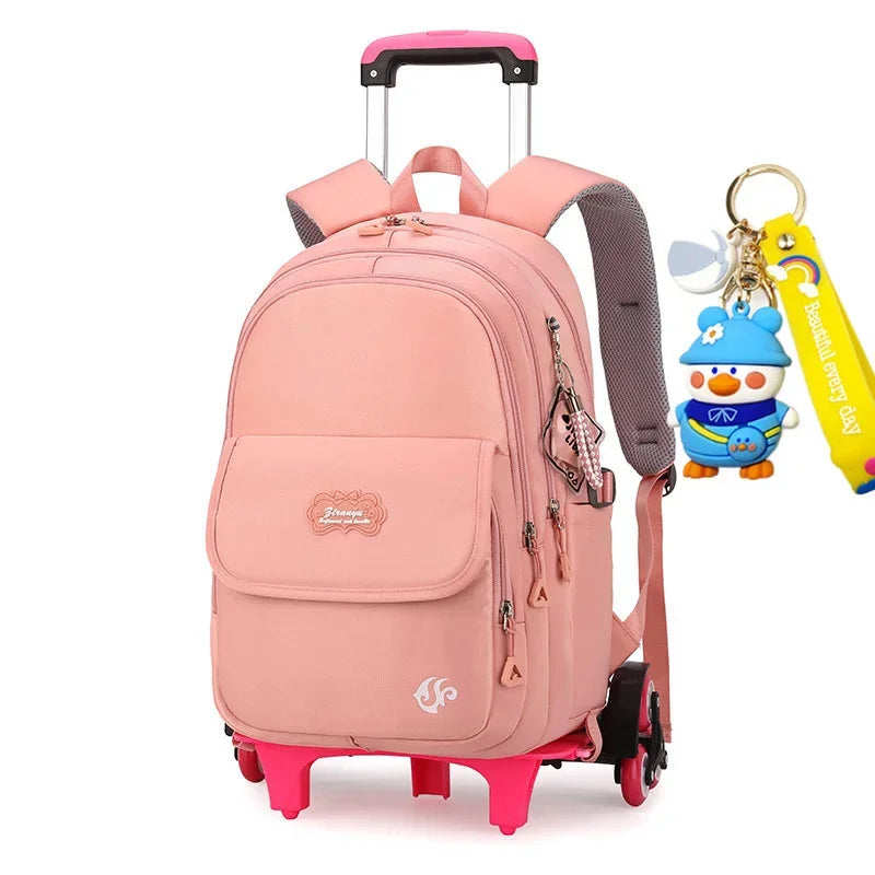 2024 kids school Backpack Removable Children School for With Wheel Kids girls Trolley Schoolbag Luggage Book Bags