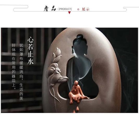 20CM large Southeast Asia Buddhism ART HOME bless family Safe CHAN DAO Ceramic Buddha artistic conception Ornament censer statue