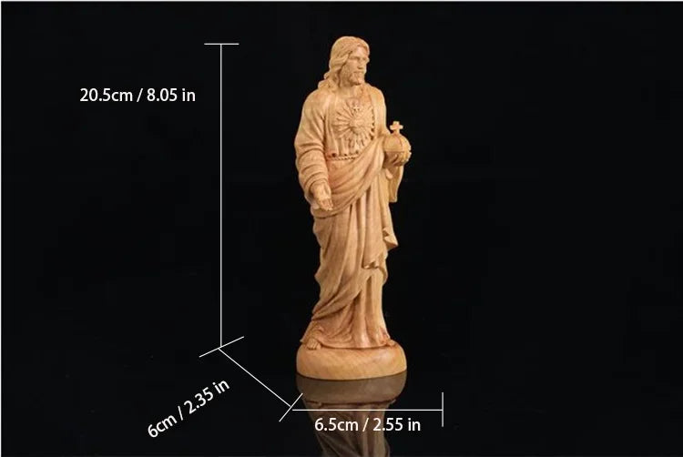 20cm Traditional Hand Carving Home Living Room Church Decor Boxwood Catholic Carving Jesus Statue Ornaments