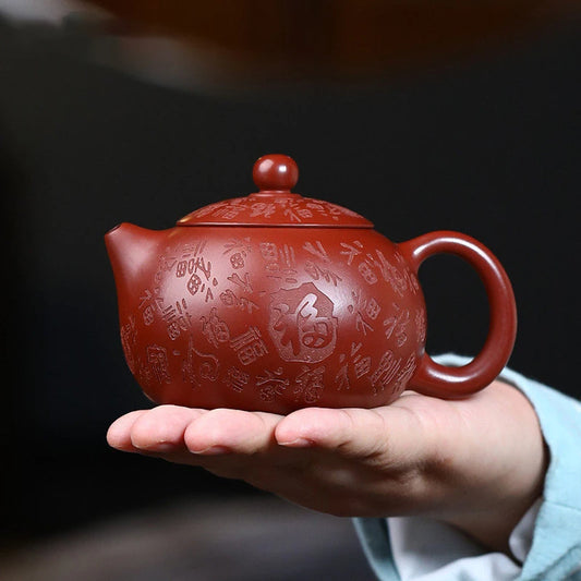 210ml Authentic Yixing Purple Clay Teapots Famous Handmade Xishi Tea Pot Raw Ore Dahongpao Mud Kettle Chinese Zisha Tea Set