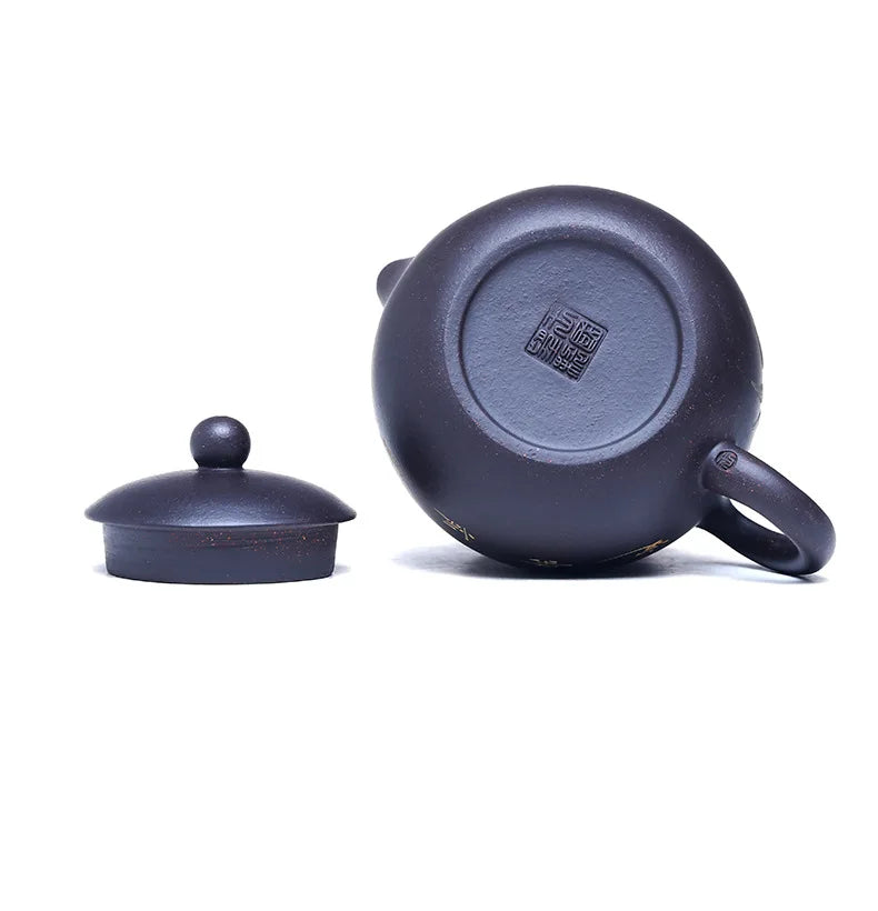 210ml Chinese Yixing High-end Purple Clay Teapots Mud-painted Flower Pattern Xishi Tea Pot Raw Ore Duan Mud Kettle Zisha Tea Set