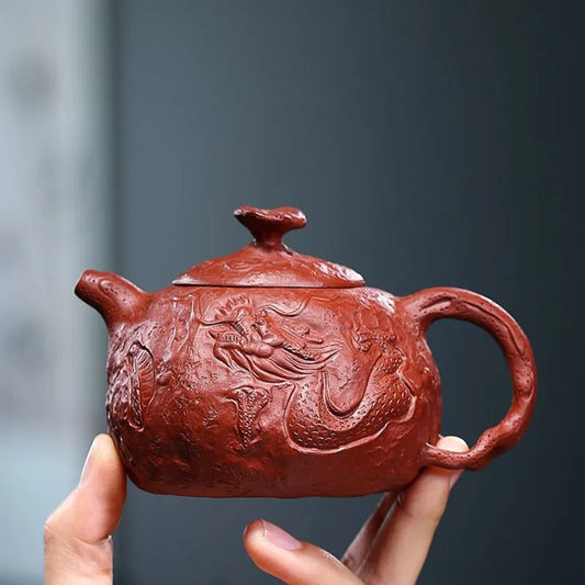 210ml Classic Yixing Purple Clay Teapot Raw Ore Dahongpao Dragon Pattern Tea Pot Household Zisha Filter Tea Set Customized Gifts