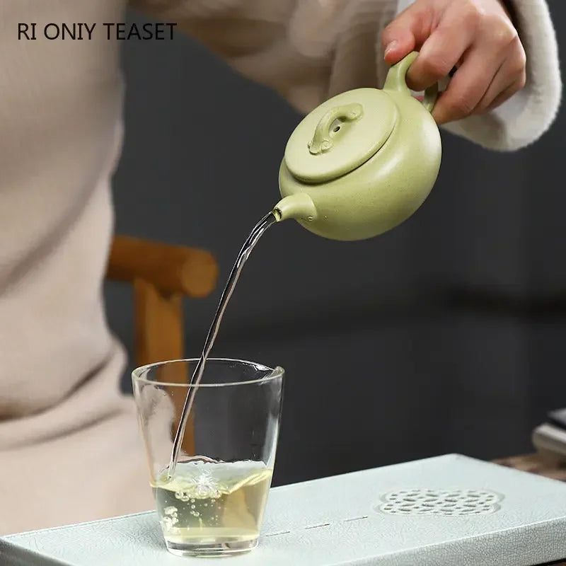 210ml Yixing Purple Clay Teapot Famous Artists Handmade Tea Pot Raw Ore Green Mud Kettle Chinese Authentic Zisha Tea Set Teaware