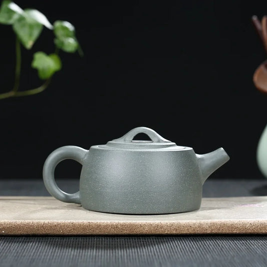 210ml Yixing Zisha Teapot Simple And Convenient Teapot Green Mud Well Fence Lettering Tea Pot Beautiful Teaware