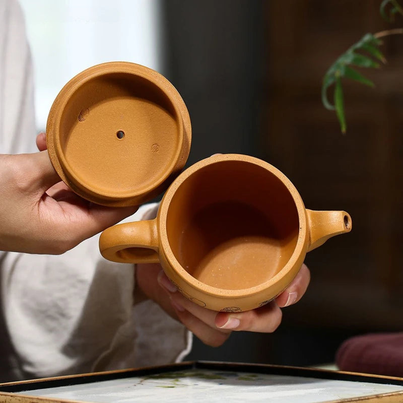 220ml Antique Yixing Purple Clay Tea Pot Raw Ore Section Mud Filter Teaware Handmade Customized Beauty Teapot Zisha Tea Infuser