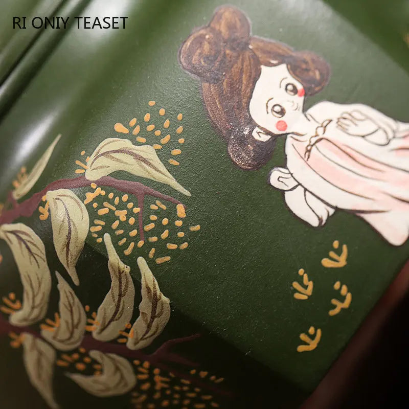 220ml Authentic Yixing Purple Clay Teapots Handmade Hexagonal Tea Pot Raw Ore Green Mud Kettle Chinese Zisha Tea Set Teaware