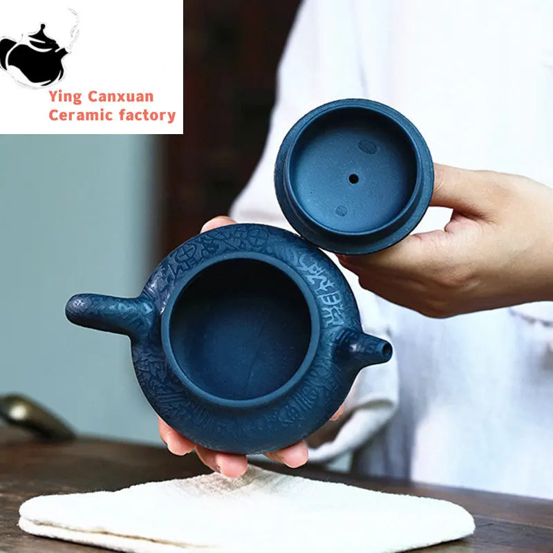 220ml High-end Yixing Purple Clay Teapot Master Handmade Tea Pot Raw Ore Azure Mud Kettle Chinese Zisha Tea Set Collection