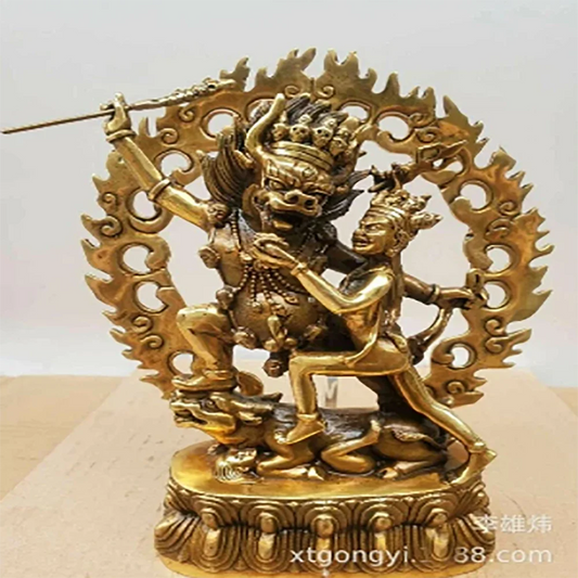 22cm bronze buddha Auspicious Guardian statue Hell Lord Jiang Yan Mozun