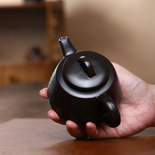 230cc Chinese Teapot Yixing Handmade Purple Clay Pot Purple Blood Sand Life Like Tea Stone Ladle Drinking Pu'er Kung Fu Tea Set
