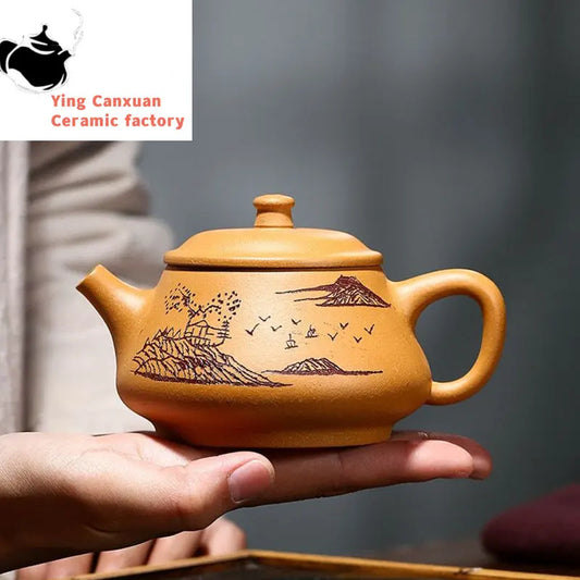 230ml Authentic Yixing Purple Clay Teapots Raw Ore Section Mud Household Tea Pot Zisha Filter Beauty Kettle Tea Set Accessories