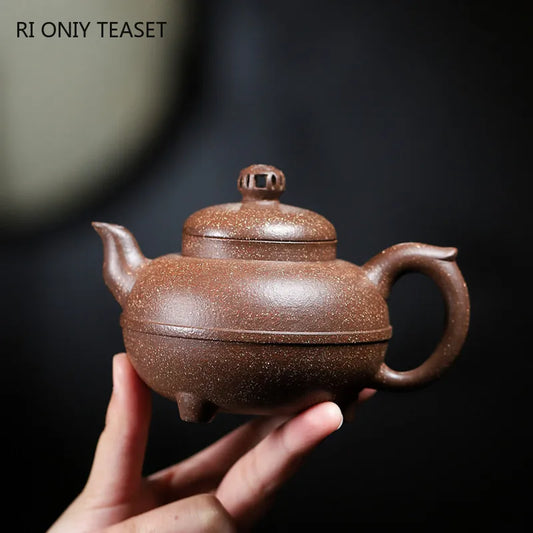230ml Chinese Yixing Purple Clay Teapots Famous Artists Handmade Raw Ore Multicolored Section Mud Tea Pot Kettle Zisha Tea Set