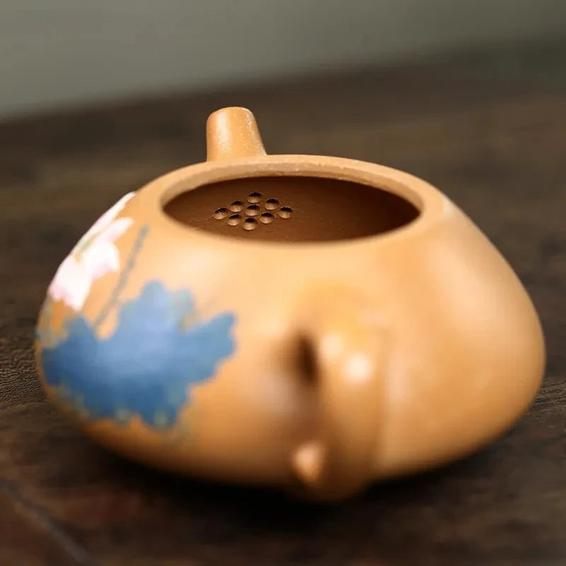 230ml Yixing Purple Clay Teapot Raw Ore Gold Section Mud Stone Scoop Kettle Hand-painted Beauty Tea Pot Traditional Tea Infuser