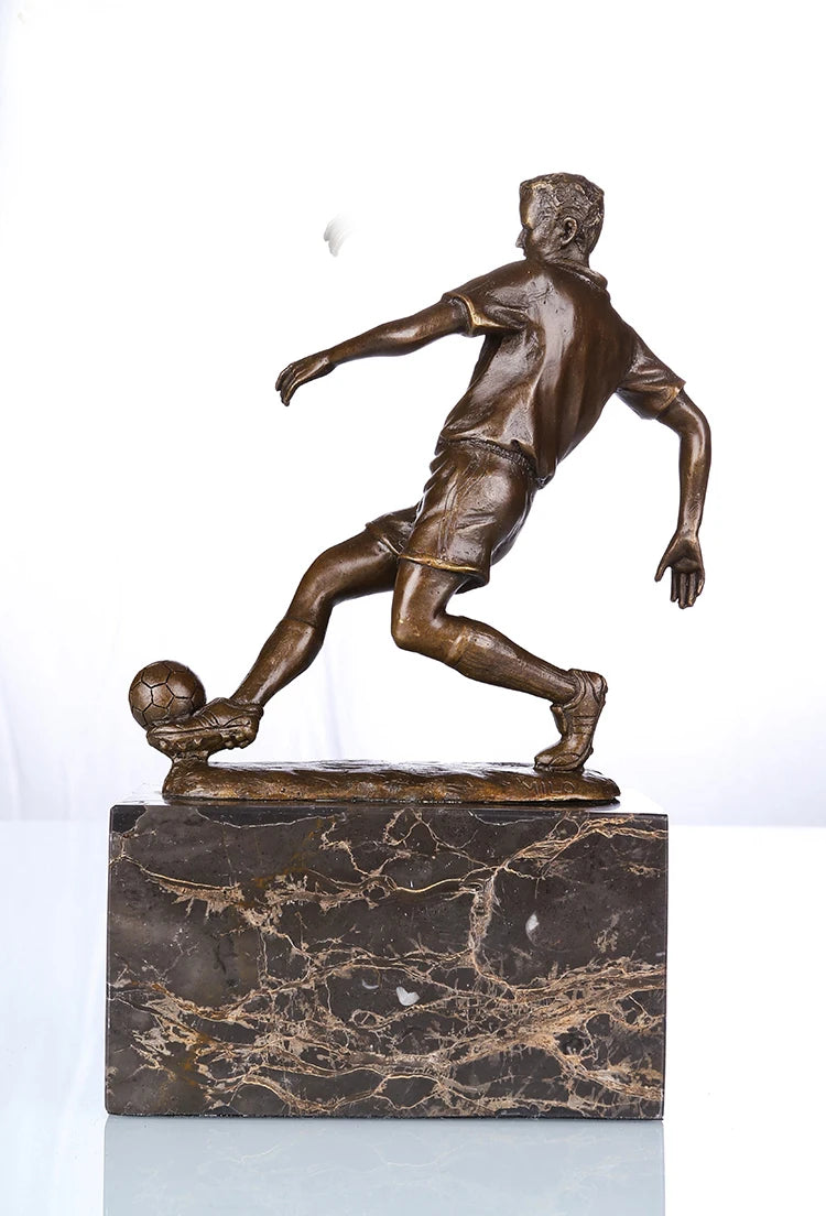 23CM HOME OFFICE Living Room football club WINE BAR SHOP TOP COOL Ornament Samba Soccer football SPORT Bronze carving Sculpture