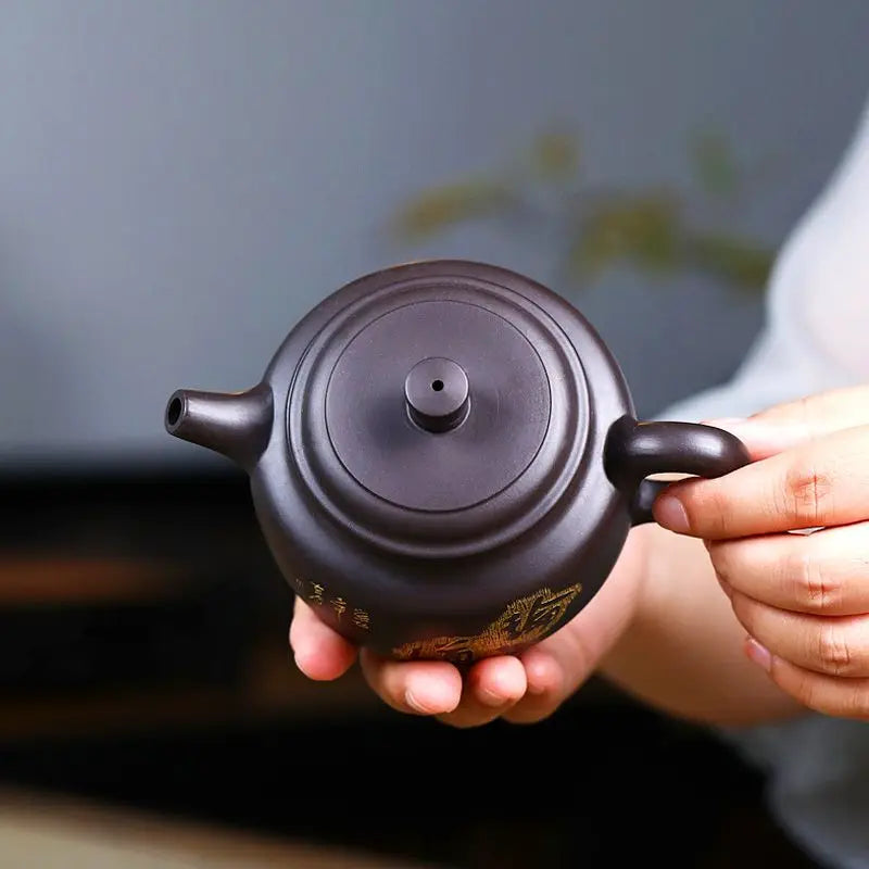 240ml Yixing Purple Clay Pot Handmade Brewing Teapot Home Kung Fu Tea Set Black Clay Pot