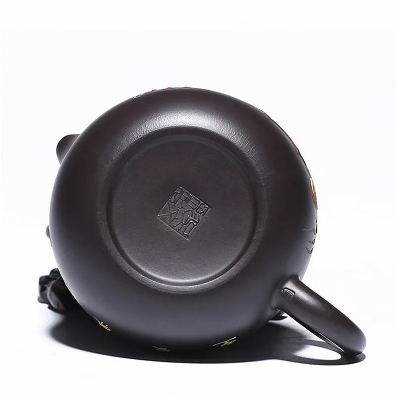 240ml Yixing Purple Clay Teapots Ball Hole Filter Handmade Xishi Tea Pot Raw Ore Black Mud Kettle Chinese Zisha Tea Set Gifts