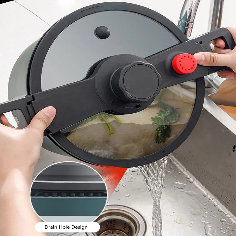 24CM/6L Green Cast Iron Pressure Cooker Outdoor Camping And Kitchen Pot General Purpose For Induction Cookers And Gas Cookers