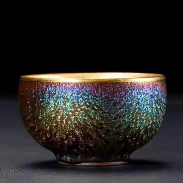 24K Gilt Suet Jade Porcelain Cup Jianzhan Tea Calendula Tiger Master Gift Box Personal Ceramic Cups Teaware Kitchen Dining Bar