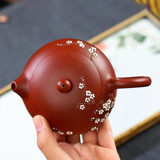 250CC Yixing Purple Clay Teapot Real Handmade Kettle Wintersweet Patterns Ball Hole Filter Elegance Xishi Zisha Tea Pot Teaware