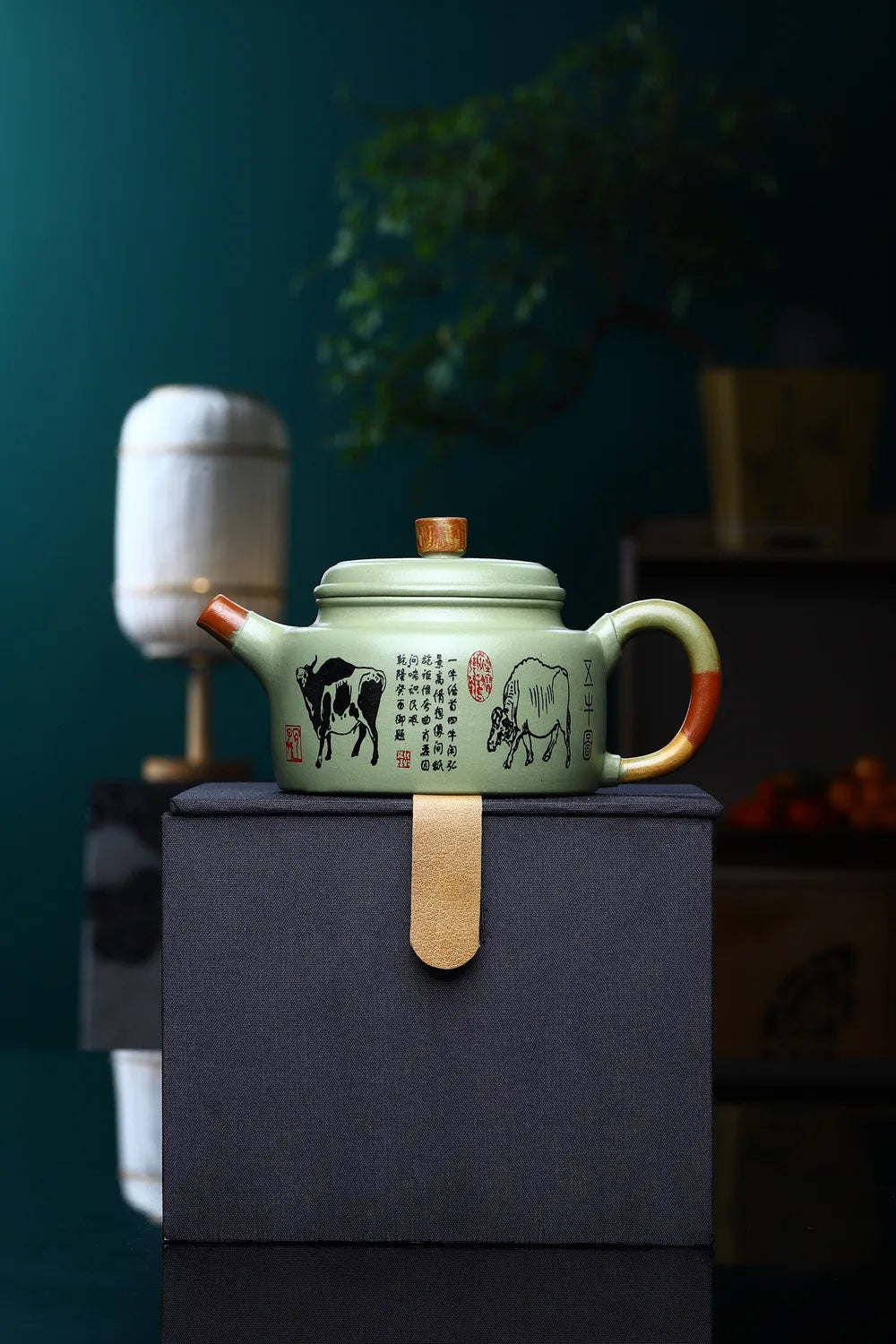 250cc Yixing Handmade Purple Clay Pot with Peach Blossom Green Mud and Plum Fragrance as usual Kung Fu Tea Set Chinese Tea Pot