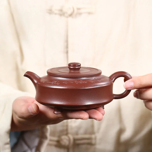 250ml Yixing Purple Clay Teapots Famous Artists Handmade Triangular Shape Tea Pot Beauty Kettle Chinese Zisha Tea Set Teaware