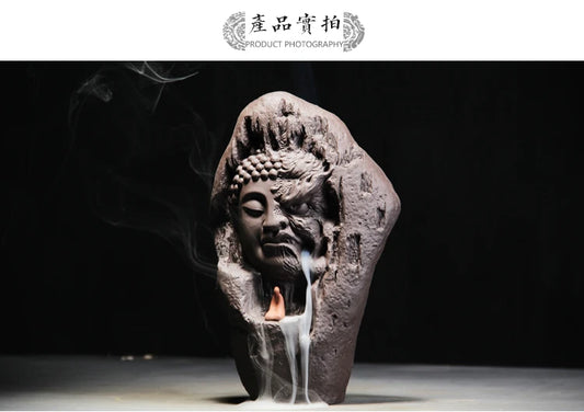 25CM large Southeast Asia Buddhism Good and evil ART HOME bless family Safe CHAN DAO Ceramic Buddha Ornament censer statue