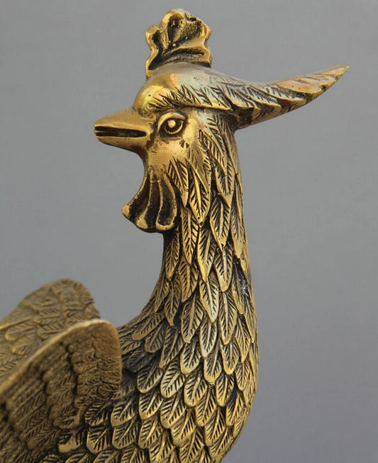 25CM10" Brass animal fung-hwang Feng Huang Bird sculpture Statue