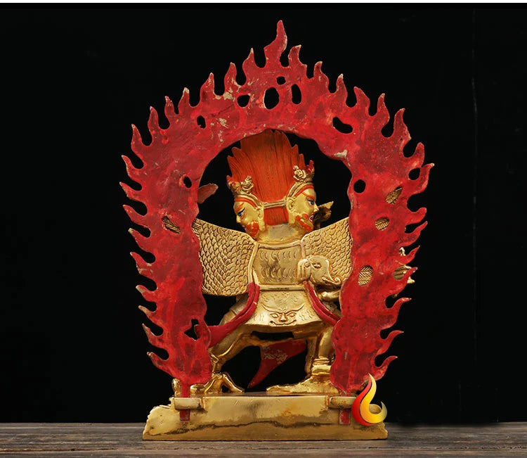 25cm bless Safety Health Talisman # Tibet efficacious Protection Nepal Gold-plated Vajrabhairava Puba Jin Kong Buddha statue