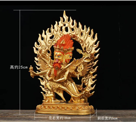 25cm bless Safety Health Talisman # Tibet efficacious Protection Nepal Gold-plated Vajrabhairava Puba Jin Kong Buddha statue