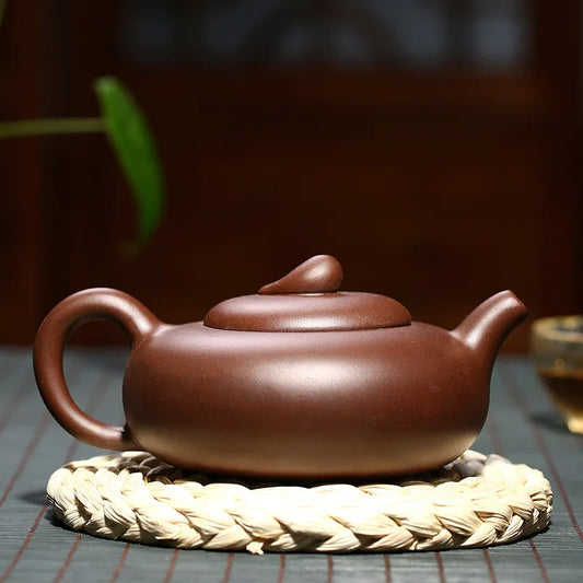 260ML Mechanical Production Clay Teapot Oblate Yixing Tea Pot Puli Teaware Oolong Tea Set Traditional Chinese Filter Kettle