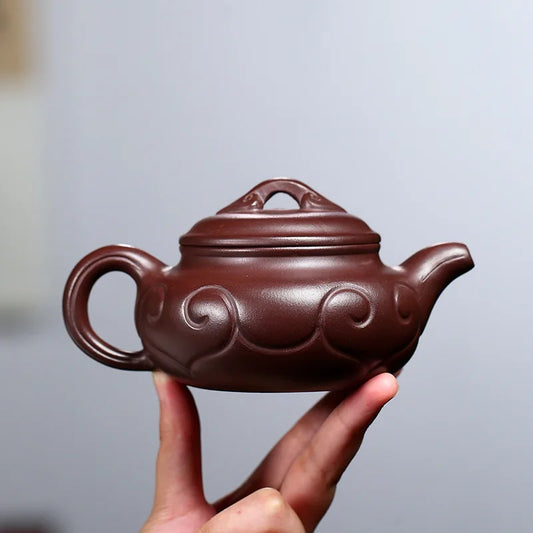 260cc Yixing Purple Clay Teapot Authentic Handmade Famous Tea Set Raw Ore Purple Sand Antique Ruyi Home Collection Purple Clay