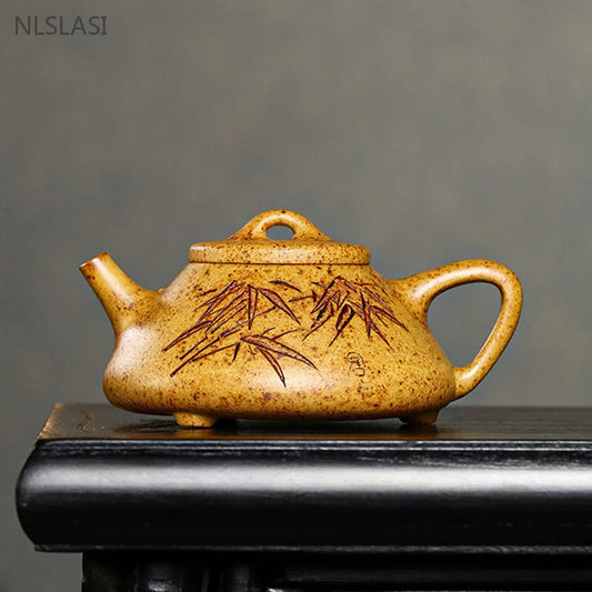 260ml Hand-carved Yixing Purple Clay Teapot Section Mud Stone Scoop Tea Infuser Custom Zisha Tea Set Chinese Tea Accessories