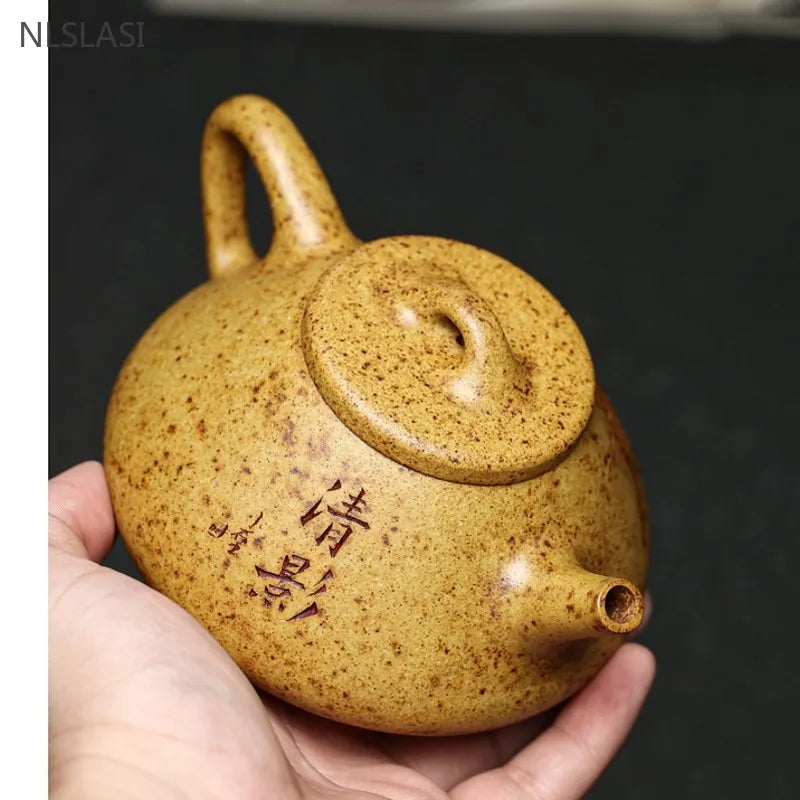 260ml Hand-carved Yixing Purple Clay Teapot Section Mud Stone Scoop Tea Infuser Custom Zisha Tea Set Chinese Tea Accessories
