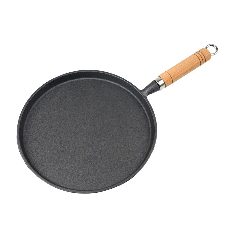 26cm Cast Iron Frying Pan Uncoated Non-stick Egg Pancake Pan Crepe Maker Steak Frying Pot Gas Induction Cooker Kitchen Cookware