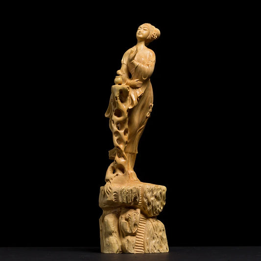 26cm Four Beauties Sculpture Wooden Buddha Statue Great Yoga Demoniacal Four Chinese Women Yang Guifei