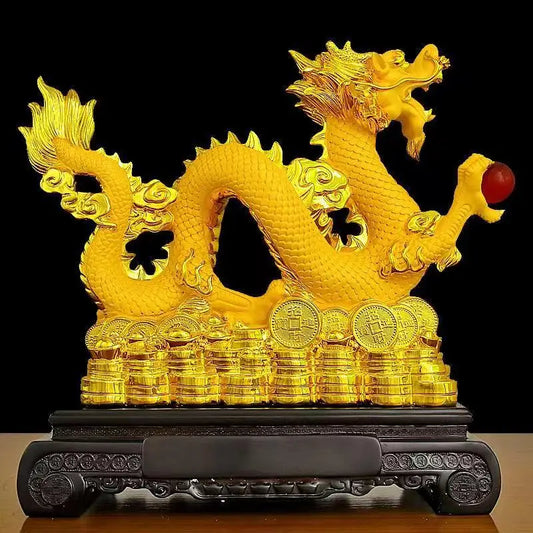 26cm Zodiac dragon ornament Resin dragon bead handicraft furnishing articles Prosperous home decoration mascot statue