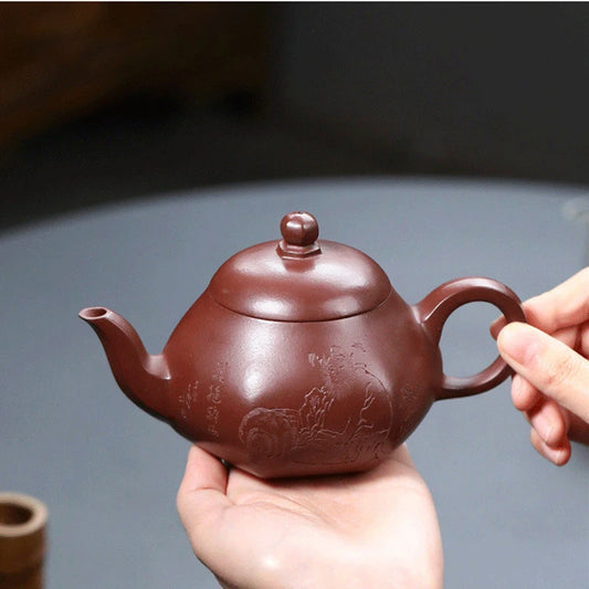 270ml Chinese Yixing Purple Clay Teapots Handmade Tea Pot Raw Ore Dragon Blood Sand Kettle High-end Zisha Tea Set Collection