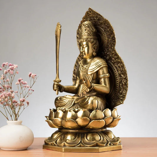 27CM large Bodhisattva Akashagarbha buddha # Home family Lobby hall Temple Effective protection FENG SHUI brass buddha statue