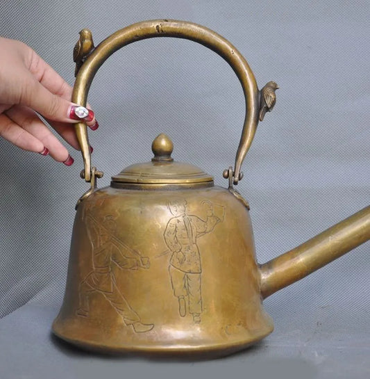28"Tibetan Temple Collection Old Bronze long spout Pot make Tea TLong spouted kettle teapot Tea Pot Long mouth Kung Fu Tea