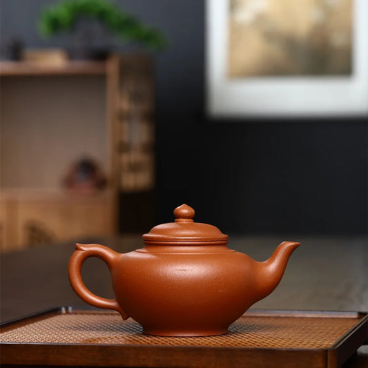 280cc Chaozhou Hand-Pulled Teapot Raw Ore Vermilion Mud Small Brewing Pot Purple Clay Kung Fu Tea Set Sketch Pot