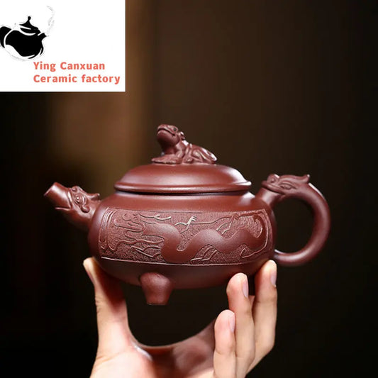 290ml Boutique Yixing Purple Clay Teapots Raw Ore Zhu Mud Filter Tea Pot Handmade Zisha Kettle Tea Ceremony Collection Gifts