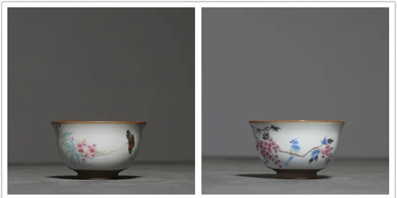 2Pcs/lot Chinese Ru Kiln Ceramic Teacup Hand Painted Boutique Tea Bowl Retro Handmade Tea Set Drinkware Personal Single Cup