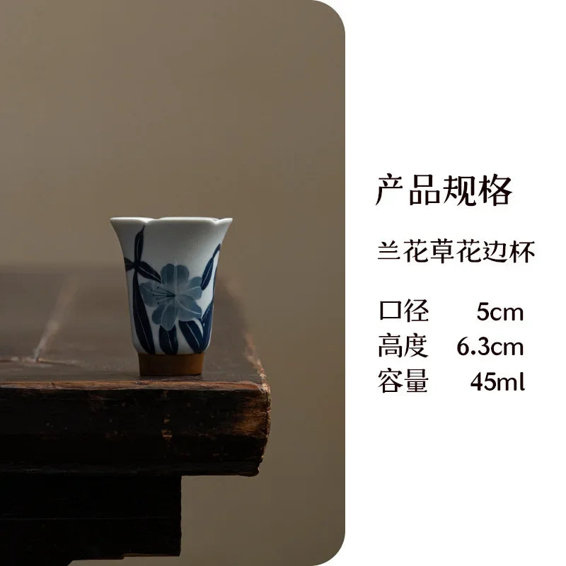 2pc/set Hand-painted Orchid Ceramic Teacup Japanese Mug Jug Tea Cup Set Sample Teacup Master Cups Personal Cup Cafes Teaware