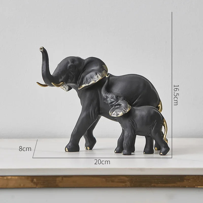 2pcs Creative Resin Elephant Statues & Figurines Modern Decor Animal Sculpture Living Room Table Ornaments Crafts