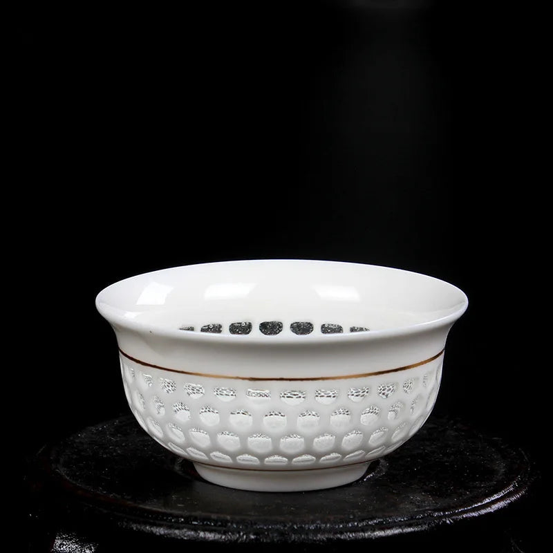 2pcs/lot porcelain tea cup on sales Chinese kungfu cup of tea hollow-out design creative cups for Pu'er / green tea 45ml China