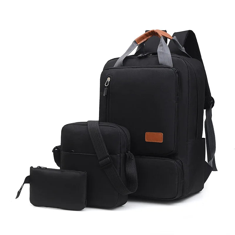 3 In 1 Piece Set Backpack USB Large Capacity Minimalist Business Computer Bag Travel Bag Backpack