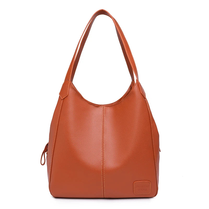 3 Layer Large Capacity Soft Leather Shoulder Crossbody Bag For Women 2022 Vintage Laidies Handbags Designer Female Messenger Sac